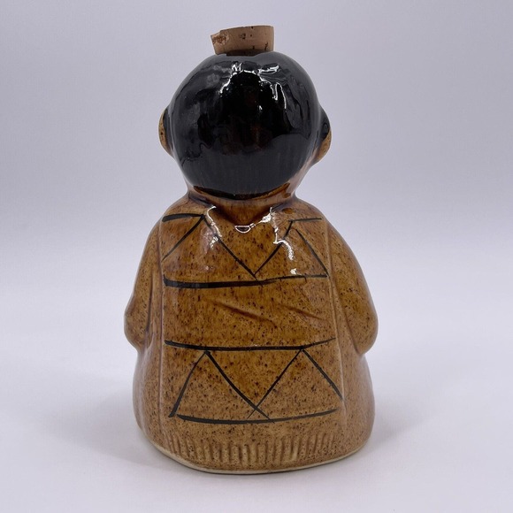 Brown Ceramic Mexican 6" Tequila Decanter Man Sitting Smiling Decorative Glazed - Picture 3 of 12